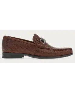 Herren Loafer in Mokassin-Machart mit Gancini-Ornament Braun Größe
