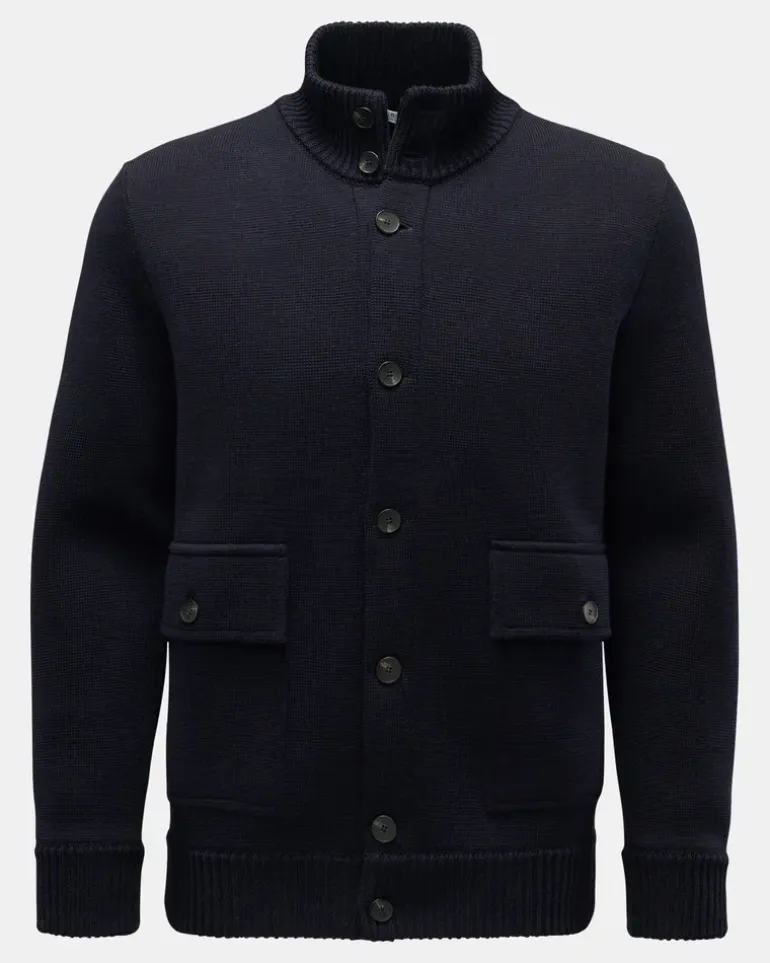 Herren - Merino Cardigan dark navy