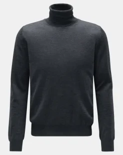 Herren - Merino Feinstrick-Rollkragenpullover dunkelgrau