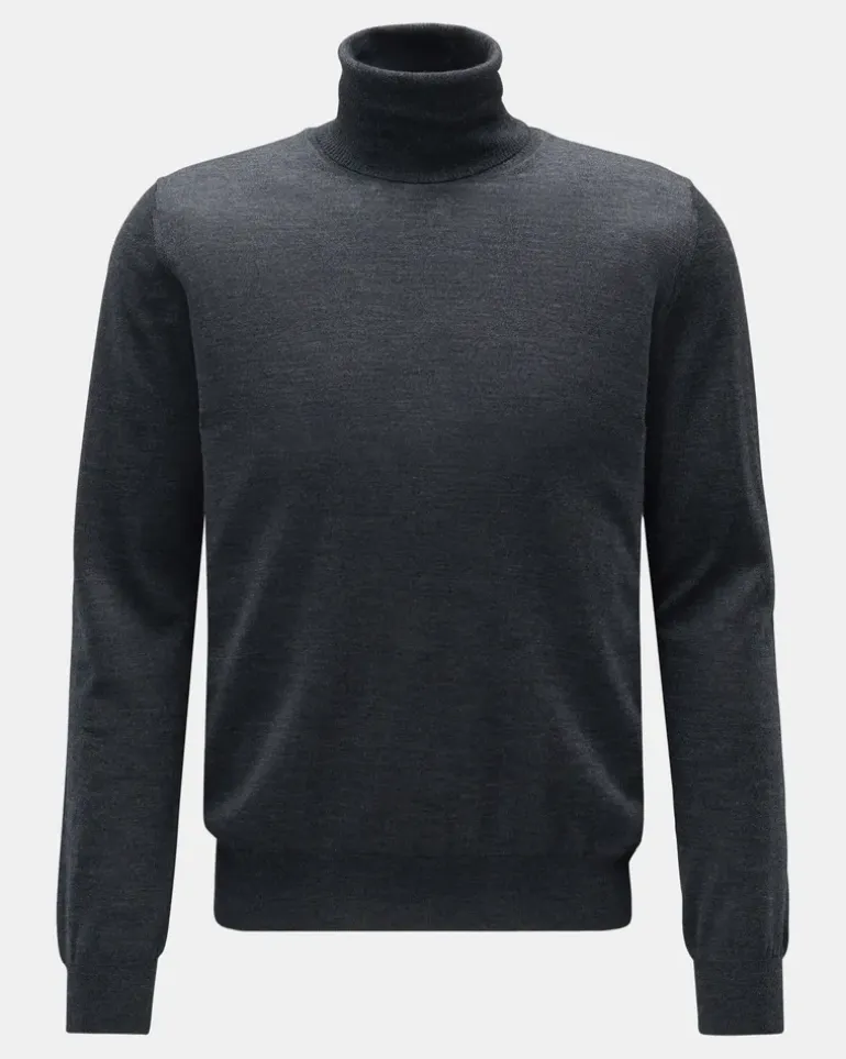 Herren - Merino Feinstrick-Rollkragenpullover dunkelgrau
