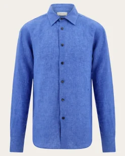 Herren Oberhemd aus Leinen Blau