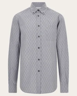 Herren Oberhemd Ferragamo-Monogram Grau