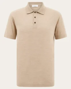 Herren Polohemd aus reiner Seide Beige