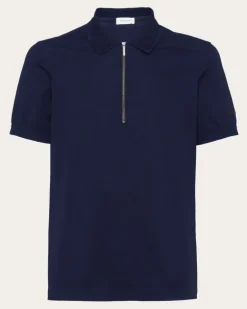Herren Polohemd mit Reißverschluss Blau