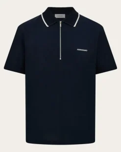 Herren Poloshirt aus Baumwolle mit Reißverschluss Blau