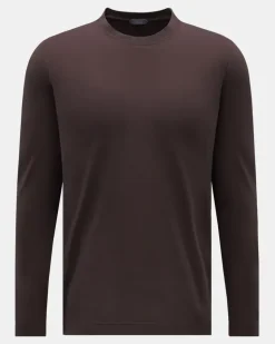 Herren - Rundhals-Longsleeve dunkelbraun