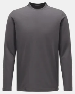 Herren - Rundhals-Longsleeve dunkelgrau