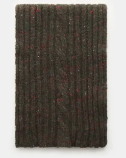 Herren - Schal dark olive/rot meliert