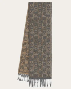Herren Schal Ferragamo Monogram Grau