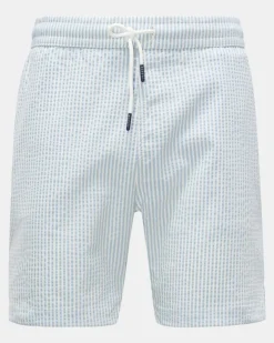 Herren - Seersucker-Badeshorts 'Seersucker Swim' hellblau/weiß gestreift