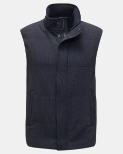 Herren - Seersucker-Weste navy/graublau gestreift