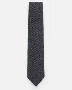 Herren - Seidenkrawatte 'Laos' dark navy/schwarz/weiß gepunktet