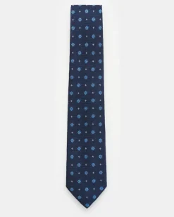 Herren - Seidenkrawatte 'Laos' navy/blau/weiß gemustert