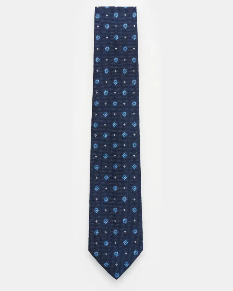 Herren - Seidenkrawatte 'Laos' navy/blau/weiß gemustert