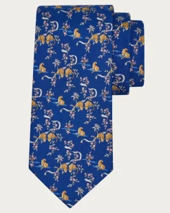 Herren Seidenkrawatte mit Amazzone-Print Blau