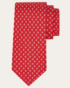 Herren Seidenkrawatte mit Fischchen-Print Rot