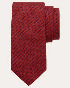 Herren Seidenkrawatte mit Flechtwerk-Print Rot