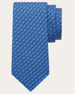 Herren Seidenkrawatte mit Flechtwerk-Print Blau