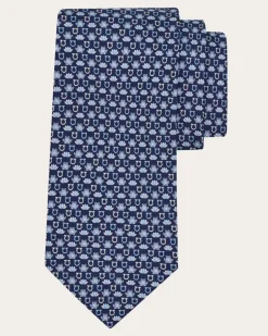 Herren Seidenkrawatte mit Frosch-Print Blau