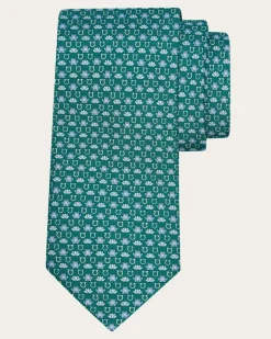 Herren Seidenkrawatte mit Frosch-Print Grün