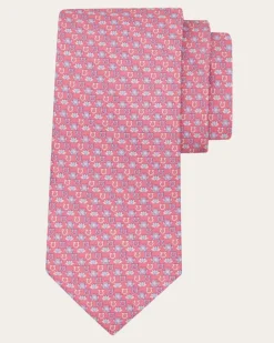 Herren Seidenkrawatte mit Frosch-Print Rosa