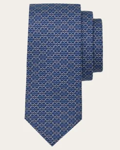 Herren Seidenkrawatte mit Gancini-Print Blau