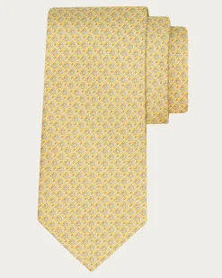 Herren Seidenkrawatte mit Gancini square-Print Gelb