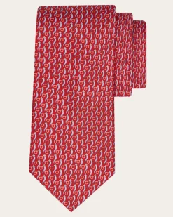 Herren Seidenkrawatte mit Good Luck-Print Rot