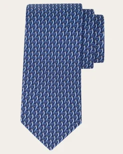 Herren Seidenkrawatte mit Good Luck-Print Blau