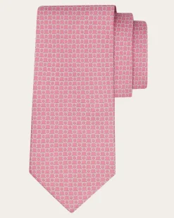 Herren Seidenkrawatte mit Link-Print Rosa