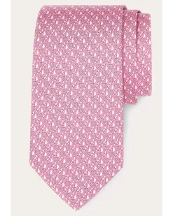 Herren Seidenkrawatte mit Reitsport-Print Rosa