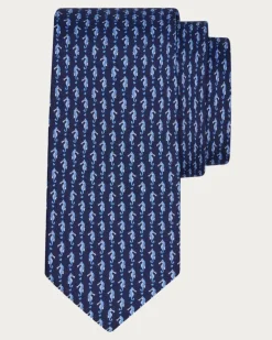Herren Seidenkrawatte mit Seepferdchen-Print Blau