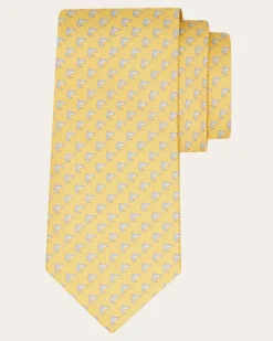 Herren Seidenkrawatte mit Shark-Print Gelb