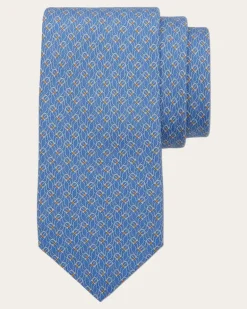 Herren Seidenkrawatte mit Tetris-Print Blau