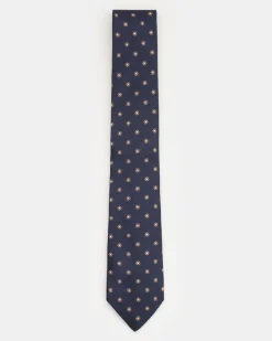 Herren - Seidenkrawatte navy/beige/weiß gemustert