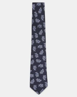 Herren - Seidenkrawatte navy/hellblau/creme gemustert