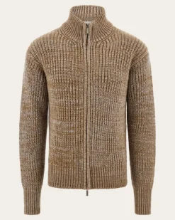 Herren Strickjacke mit Reißverschluss Beige