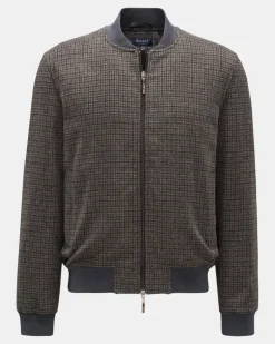 Herren - Woll-Blouson 'Check Bomber' grau/braun kariert