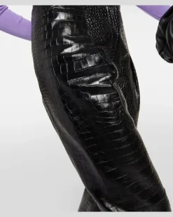 High-Rise Leggings aus Leder Schwarz