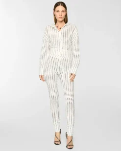 High-waisted knit leggings White