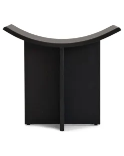 Hocker aus Eiche mit abgerundetem Sitz - Schwarz