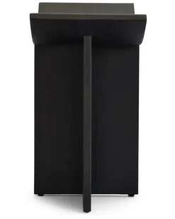 Hocker aus Eiche mit abgerundetem Sitz - Schwarz