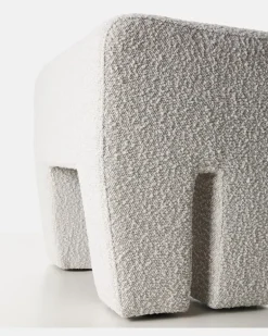 Hocker Sculpt aus Bouclé Weiß