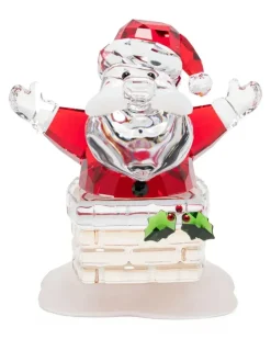 Holiday Cheers Santa Claus Kaminkristallfigur (6cm x 6cm) - Rot