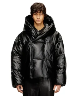 Hooded Steppjacke aus beschichtetem Gewebe - Winterjacken - Herren - Schwarz