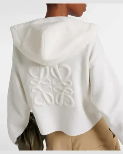 Hoodie Anagram aus Wollgemisch Weiß