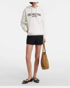 Hoodie Chez Valentino aus Baumwoll-Jersey Weiß
