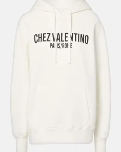 Hoodie Chez Valentino aus Baumwoll-Jersey Weiß