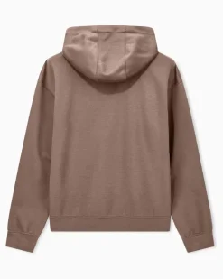 Hoodie im Regular Fit aus Double Jersey mit Kordelzug Braun