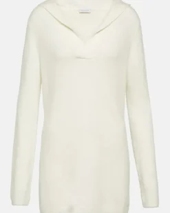 Hoodie Lunn aus Cashmere und Seide Weiß